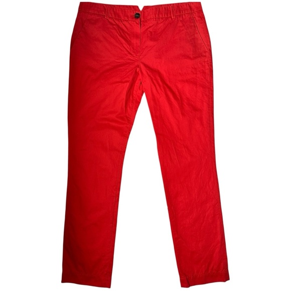 Lacoste Red Cotton Straight Leg Pants Women’s Size 10 - Picture 3 of 11